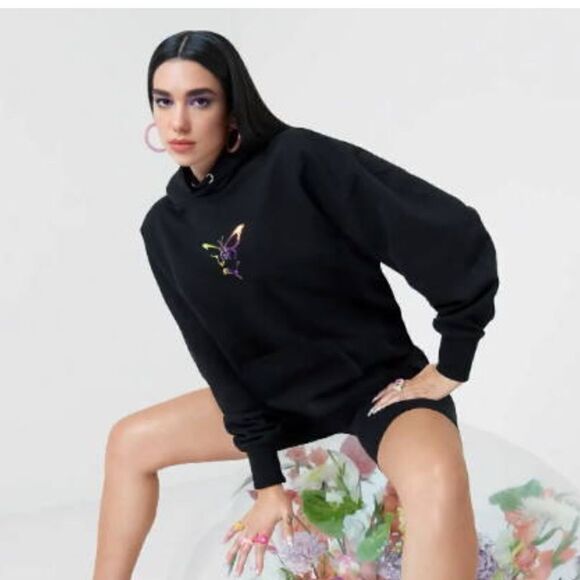 Puma X Dua Lipa Oversized Black Hoodie Sweatshirt - Picture 1 of 9